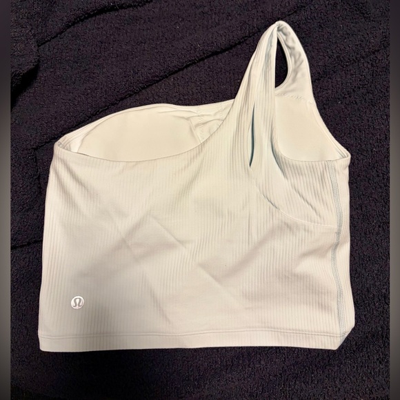 NWOT Lululemon Nulu Ribbed Asymmetrical Yoga Tank Top in Sheer Blue - Picture 7 of 11